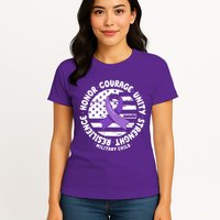 Purple Up Honor Unity Military Quote Ribbon Usa Womens T-Shirt
