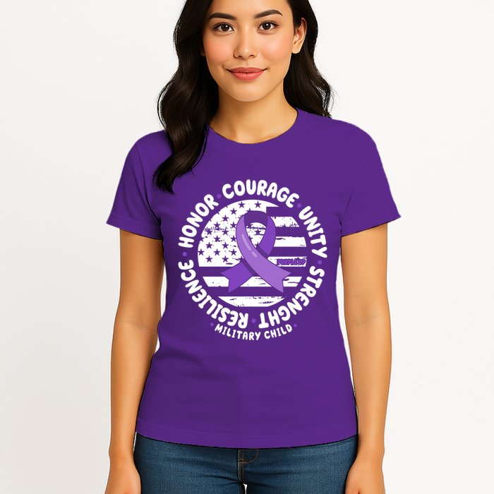 Purple Up Honor Unity Military Quote Ribbon Usa Womens T-Shirt
