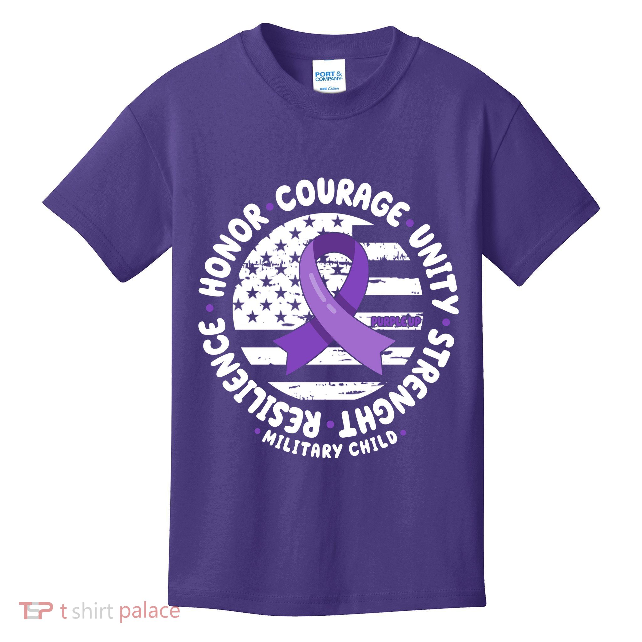 Purple Up Honor Unity Military Quote Ribbon Usa Kids T-Shirt