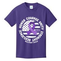 Purple Up Honor Unity Military Quote Ribbon Usa Kids T-Shirt