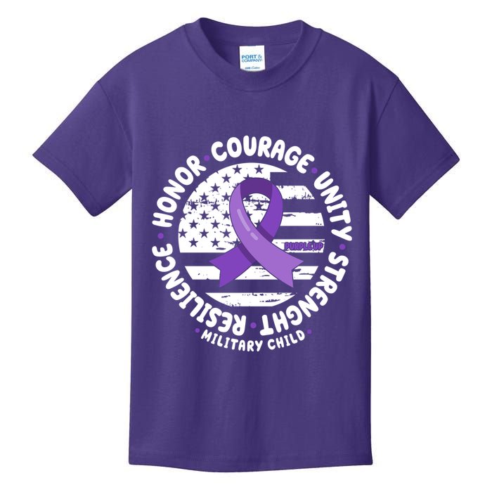 Purple Up Honor Unity Military Quote Ribbon Usa Kids T-Shirt