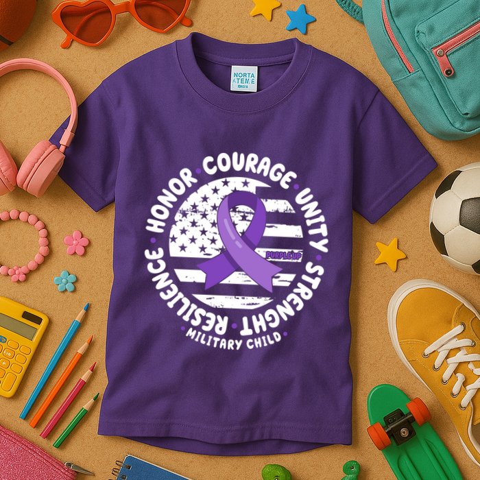 Purple Up Honor Unity Military Quote Ribbon Usa Kids T-Shirt