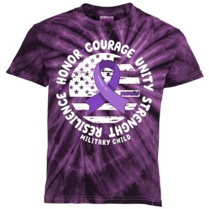 Purple Up Honor Unity Military Quote Ribbon Usa Kids Tie-Dye T-Shirt