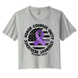 Purple Up Honor Unity Military Quote Ribbon Usa Women's Crop Top Tee