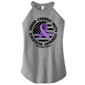 Purple Up Honor Unity Military Quote Ribbon Usa Women's Perfect Tri Rocker Tank