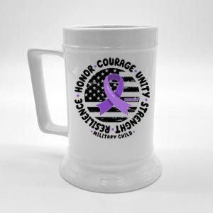 Purple Up Honor Unity Military Quote Ribbon Usa Beer Stein