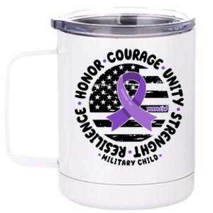 Purple Up Honor Unity Military Quote Ribbon Usa 12 oz Stainless Steel Tumbler Cup