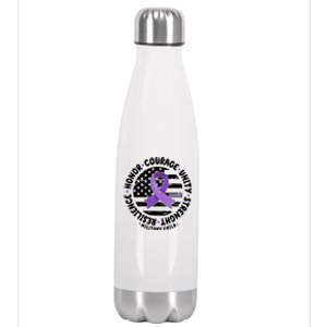 Purple Up Honor Unity Military Quote Ribbon Usa Stainless Steel Insulated Water Bottle