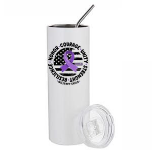 Purple Up Honor Unity Military Quote Ribbon Usa Stainless Steel Tumbler