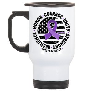 Purple Up Honor Unity Military Quote Ribbon Usa Stainless Steel Travel Mug