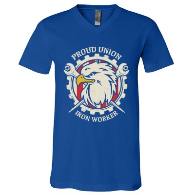 Proud Union Iron Worker Gift V-Neck T-Shirt