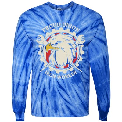 Proud Union Iron Worker Gift Tie-Dye Long Sleeve Shirt