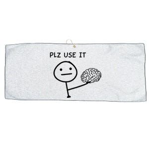 Plz Use It X Use Your Brain. Funny Stupid Saying Large Microfiber Waffle Golf Towel