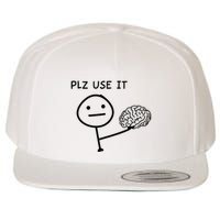 Plz Use It X Use Your Brain. Funny Stupid Saying Wool Snapback Cap