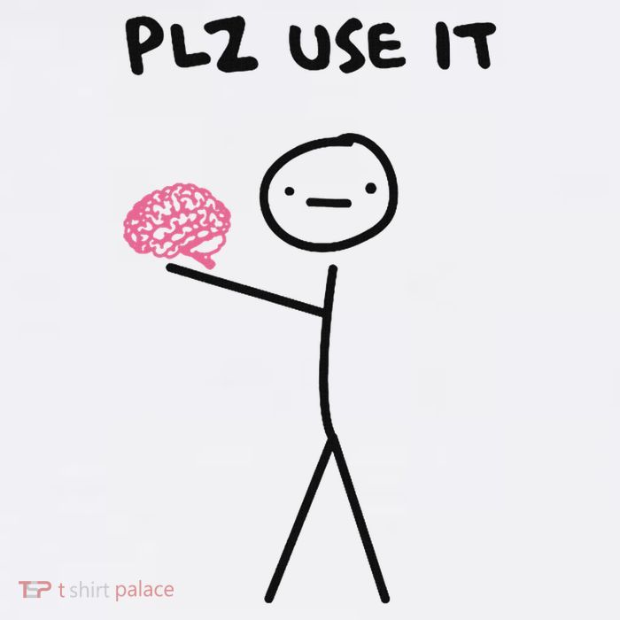 Plz Use It Funny Brain Stick Figure Vintage Graphic Premium T-Shirt