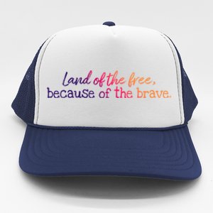 Patriotic Usa Land Of The Free Because Of The Brave Veterans Gift Trucker Hat