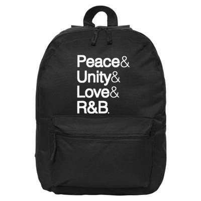 Peace Unity Love & R&B Rnb Soul Music Lovers 16 in Basic Backpack