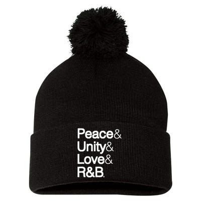 Peace Unity Love & R&B Rnb Soul Music Lovers Pom Pom 12in Knit Beanie