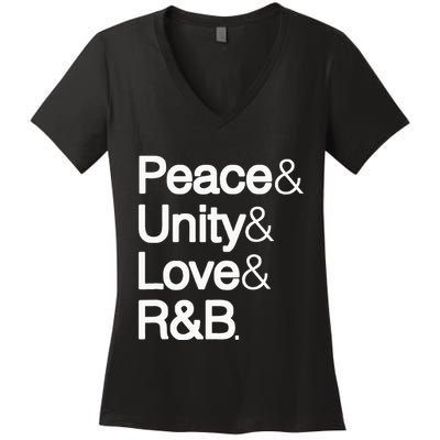 Peace Unity Love & R&B Rnb Soul Music Lovers Women's V-Neck T-Shirt