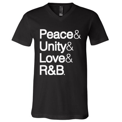 Peace Unity Love & R&B RnB Soul Music Lovers V-Neck T-Shirt