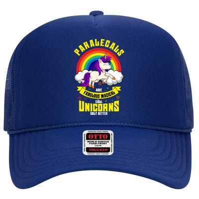 Paralegal Unicorn Law Attorney Legal Assistant Litigator Gift High Crown Mesh Back Trucker Hat