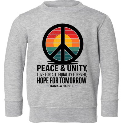 Peace Unity Love For All Equality Forever Hope For Tomorrow Toddler Sweatshirt