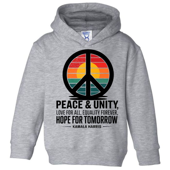 Peace Unity Love For All Equality Forever Hope For Tomorrow Toddler Hoodie