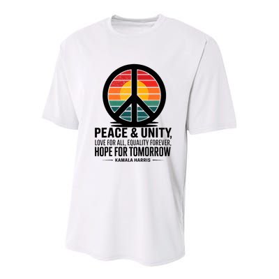 Peace Unity Love For All Equality Forever Hope For Tomorrow Youth Performance Sprint T-Shirt