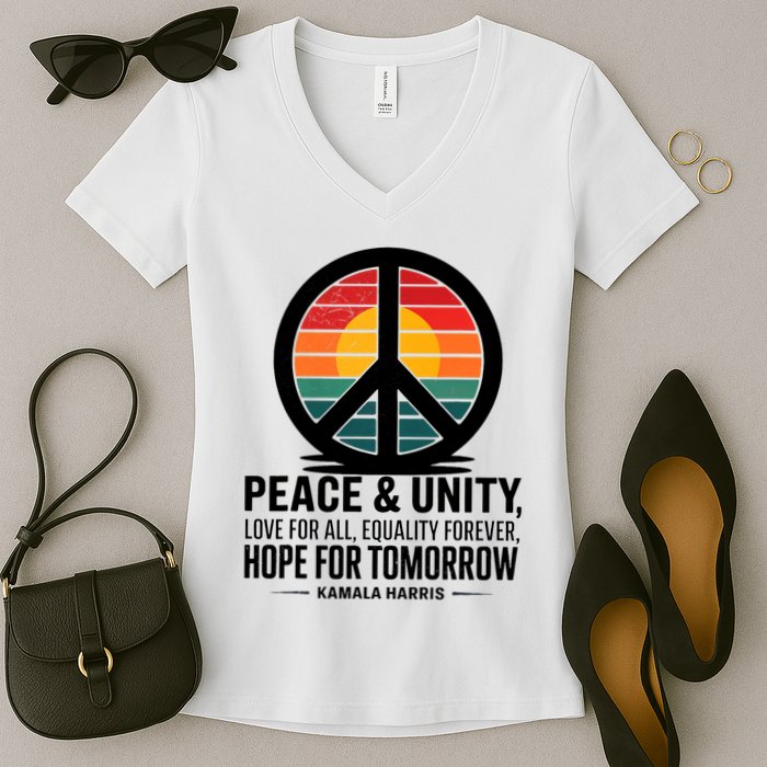 Peace Unity Love For All Equality Forever Hope For Tomorrow Women's V-Neck T-Shirt