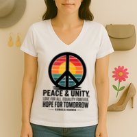 Peace Unity Love For All Equality Forever Hope For Tomorrow Women's V-Neck T-Shirt