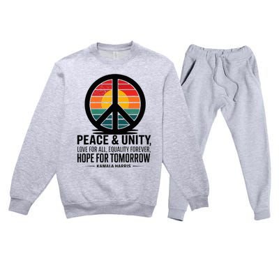 Peace Unity Love For All Equality Forever Hope For Tomorrow Premium Crewneck Sweatsuit Set