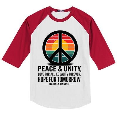 Peace Unity Love For All Equality Forever Hope For Tomorrow Kids Colorblock Raglan Jersey