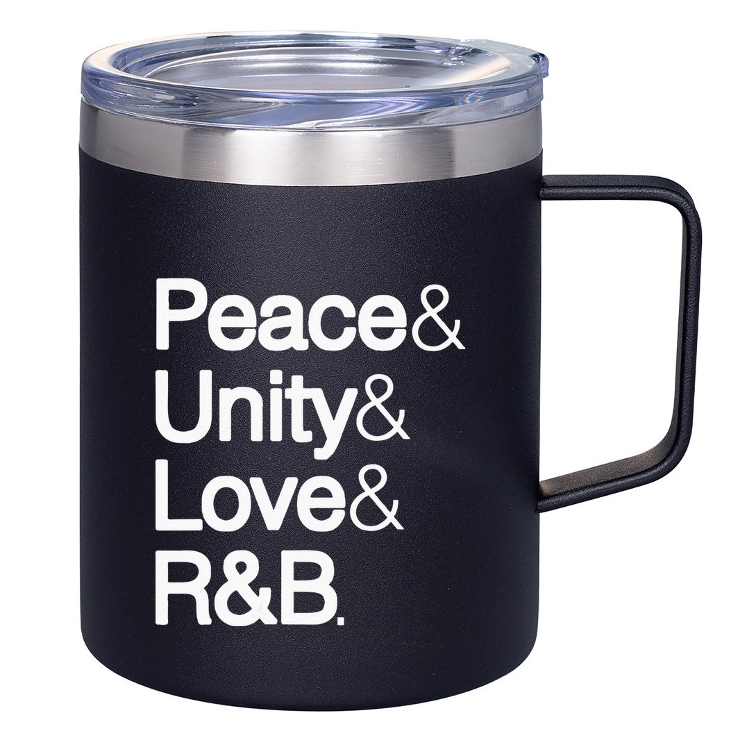 Peace Unity Love & R&B RnB Soul Music Lovers 12oz Stainless Steel Coffee Mug