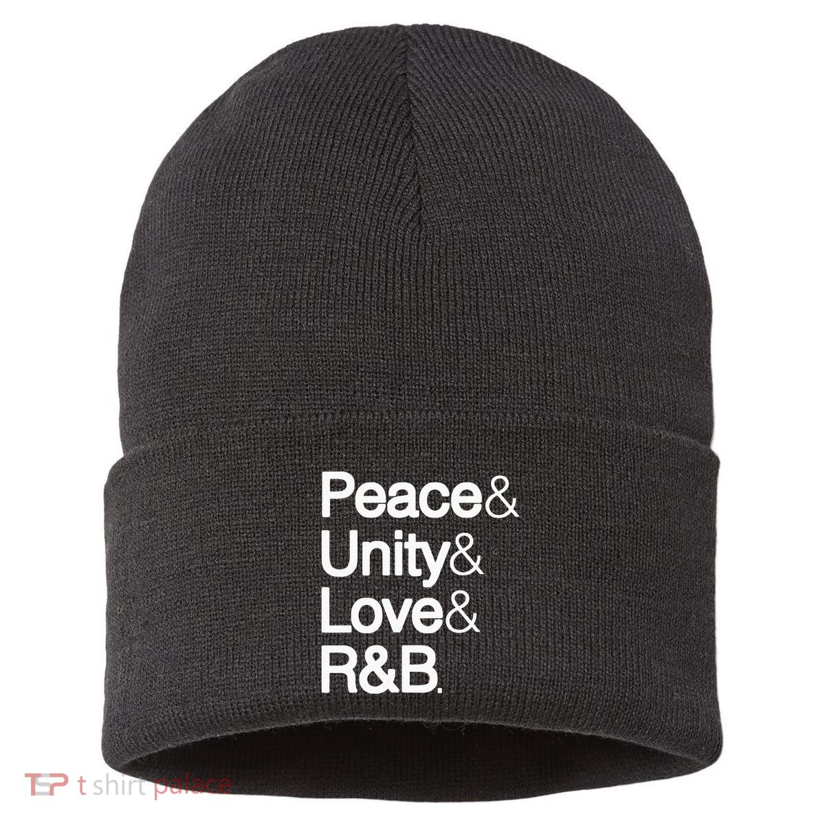 Peace Unity Love & R&B RnB Soul Music Lovers Sustainable Knit Beanie