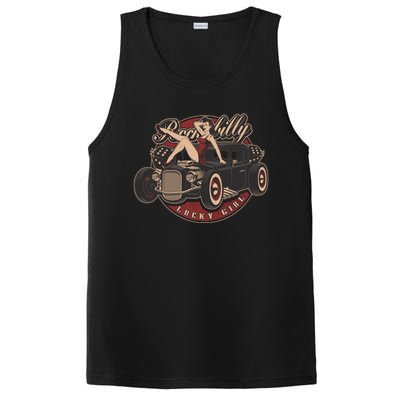 Pin Up Lucky Girl Classic Hot Rod Rockabilly PosiCharge Competitor Tank