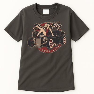 Pin Up Lucky Girl Classic Hot Rod Rockabilly Tall T-Shirt