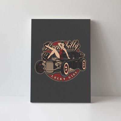 Pin Up Lucky Girl Classic Hot Rod Rockabilly Canvas