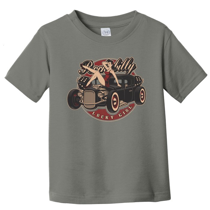 Pin Up Lucky Girl Classic Hot Rod Rockabilly Toddler T-Shirt