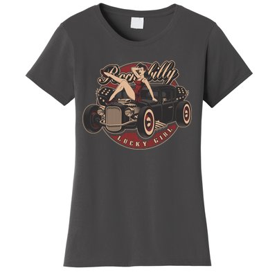 Pin Up Lucky Girl Classic Hot Rod Rockabilly Women's T-Shirt