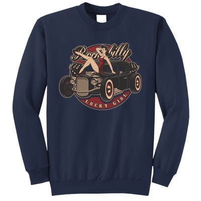 Pin Up Lucky Girl Classic Hot Rod Rockabilly Sweatshirt