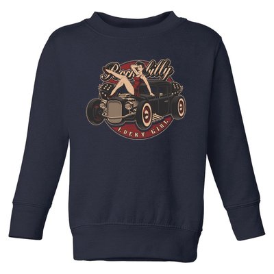 Pin Up Lucky Girl Classic Hot Rod Rockabilly Toddler Sweatshirt