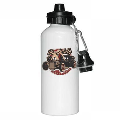 Pin Up Lucky Girl Classic Hot Rod Rockabilly Aluminum Water Bottle