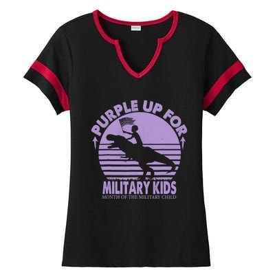 Purple Up Military Month Of The Military T Rex Child Ladies Halftime Notch Neck Tee