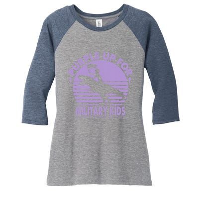 Purple Up Military Month Of The Military T Rex Child Women's Tri-Blend 3/4-Sleeve Raglan Shirt