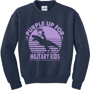 Purple Up Military Month Of The Military T Rex Child Kids Sweatshirt