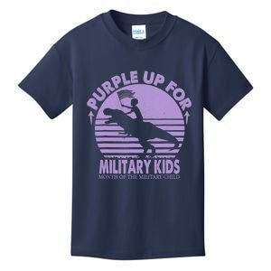 Purple Up Military Month Of The Military T Rex Child Kids T-Shirt