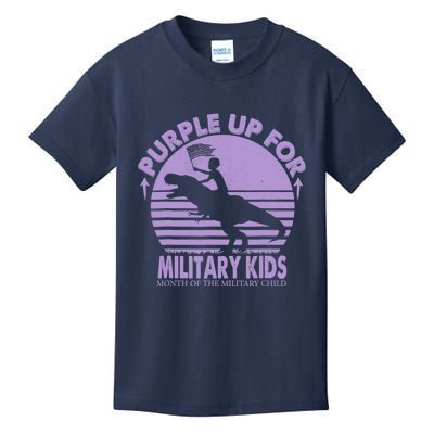 Purple Up Military Month Of The Military T Rex Child Kids T-Shirt