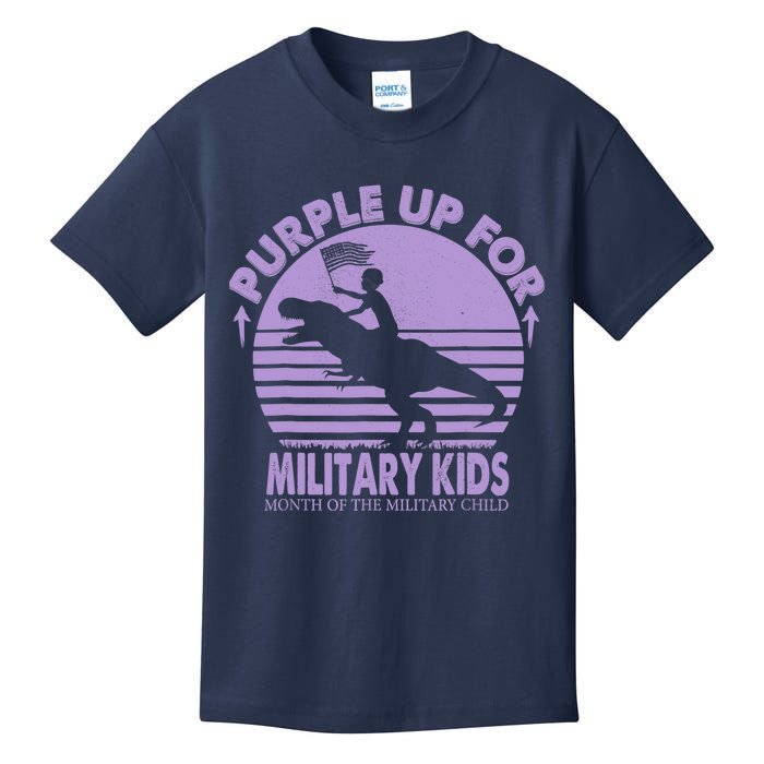 Purple Up Military Month Of The Military T Rex Child Kids T-Shirt