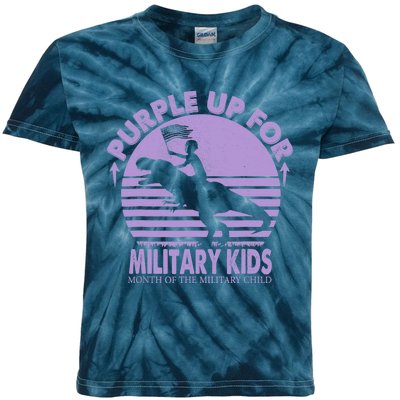 Purple Up Military Month Of The Military T Rex Child Kids Tie-Dye T-Shirt