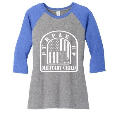 Purple Up Military April Month Of The Military Gift Women's Tri-Blend 3/4-Sleeve Raglan Shirt